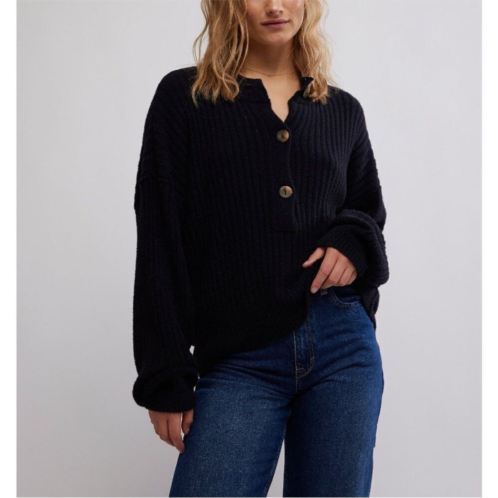 FREE PEOPLE Cocoa Henley / Black